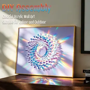 3D acrylic prism wall painting 50 * 60cm 60 * 80cm, reflective abstract modern painting, surface decoration, suitable for living rooms, bedrooms, offices (round)