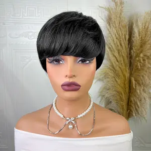 Elegant Rose Net Cap 180% Density Straight Pixie Style Highquality Hairpiece Wigs for Women Daily Wear Natural Appearance Versatile Accessory