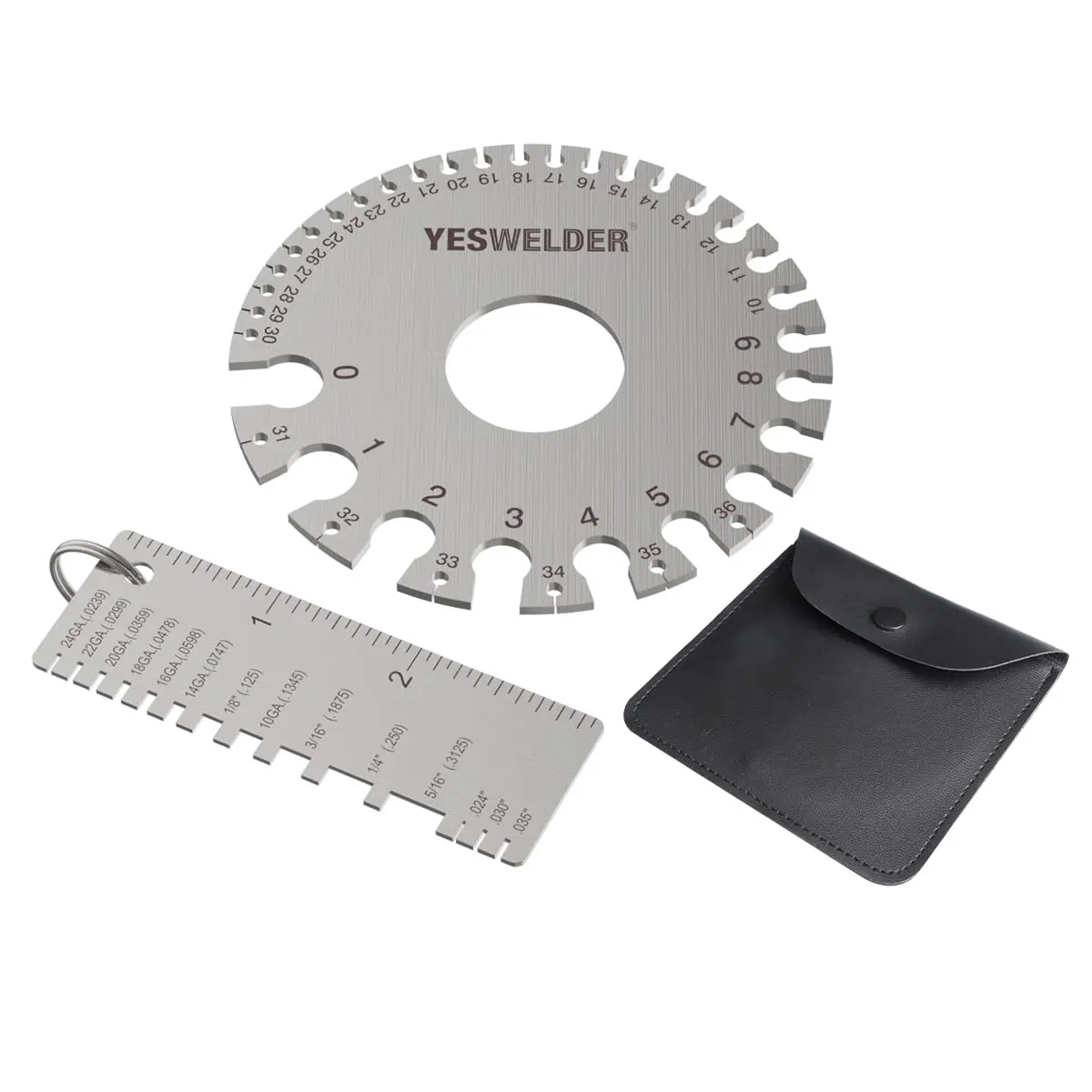 YESWELDER Industrial Portable Dual-Sided Stainless Steel Metal Sheet & Wire Thickness Test Gauge Set - Hand Measuring Tool for Welding, Fabrication, Tool Box