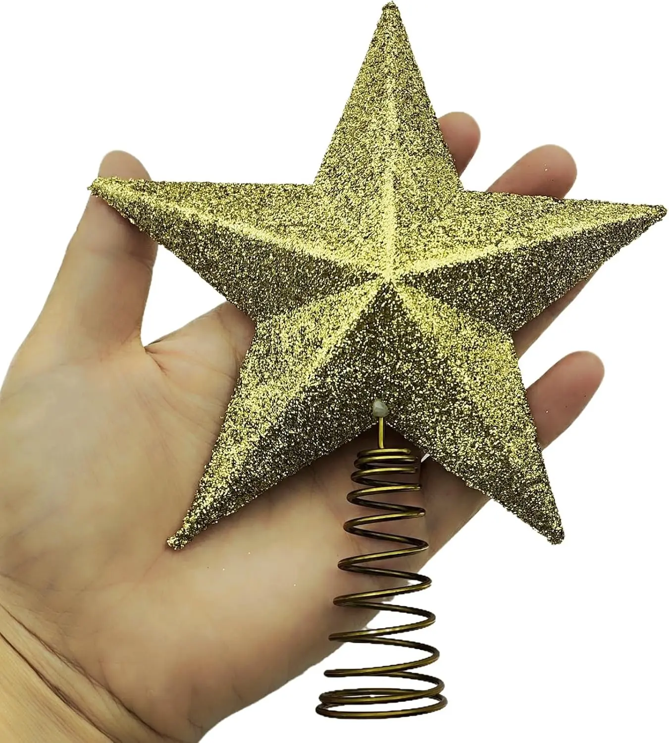 Christmas Glitter Star Tree Topper Christmas Tree Topper Decorations - 6.5 x 5.2 Inch, Gold