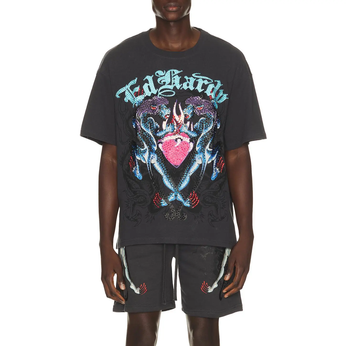 Ed Hardy Panteras Boxy Tee in Dark Grey