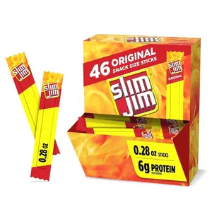 Slim Jim Smoked Meat Sticks, Original Flavor, 6g Protein Per Serving, Snack Size, 0.28 oz. (46 Count)
