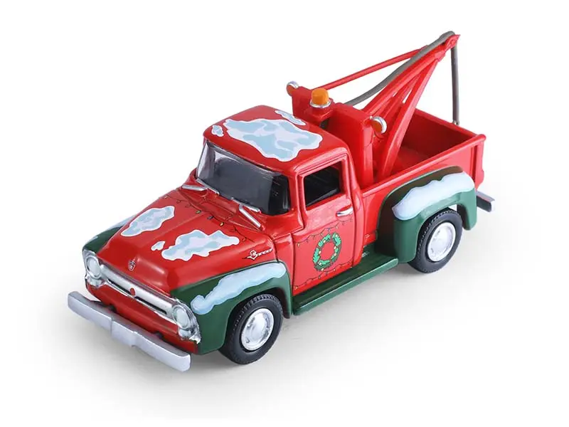 1956 Ford F-100 Tow Truck w/ Mechanic Figure (Christmas 2025 Edition) Diecast 1:64 Scale Model - Greenlight 30564B