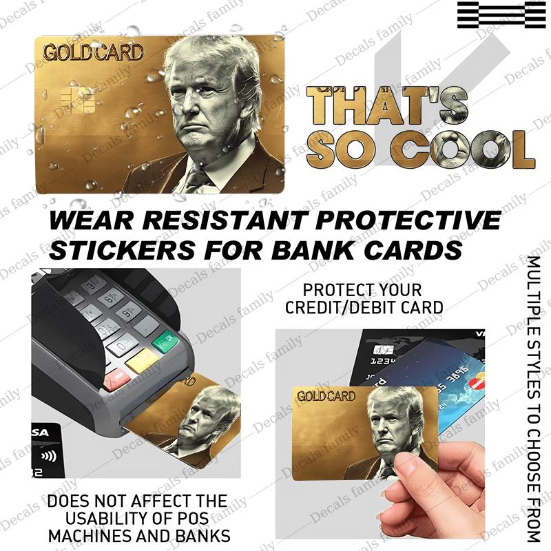 2pcs Funny and Quirky Golden Card Skin | Durable PVC Privacy Protection Stickers, Suitable for Credit Cards, Bank Cards, and Transit Cards - Scratch-Resistant, Street Style Fashion Accessory
