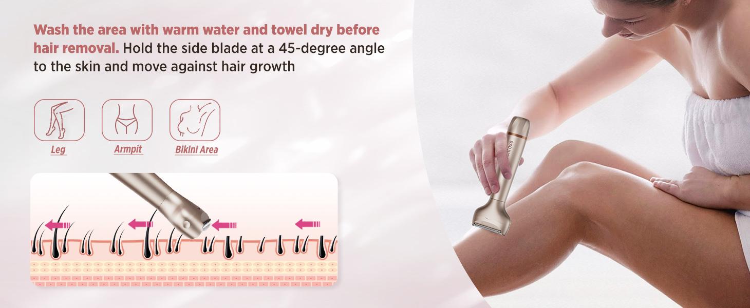 Portable Rechargeable Hair Removal Kit for Women - 2 in 1 Electric Razor for Face, Body, Leg, Bikini, Underarm & Arm - Brush Shaver Trimmer