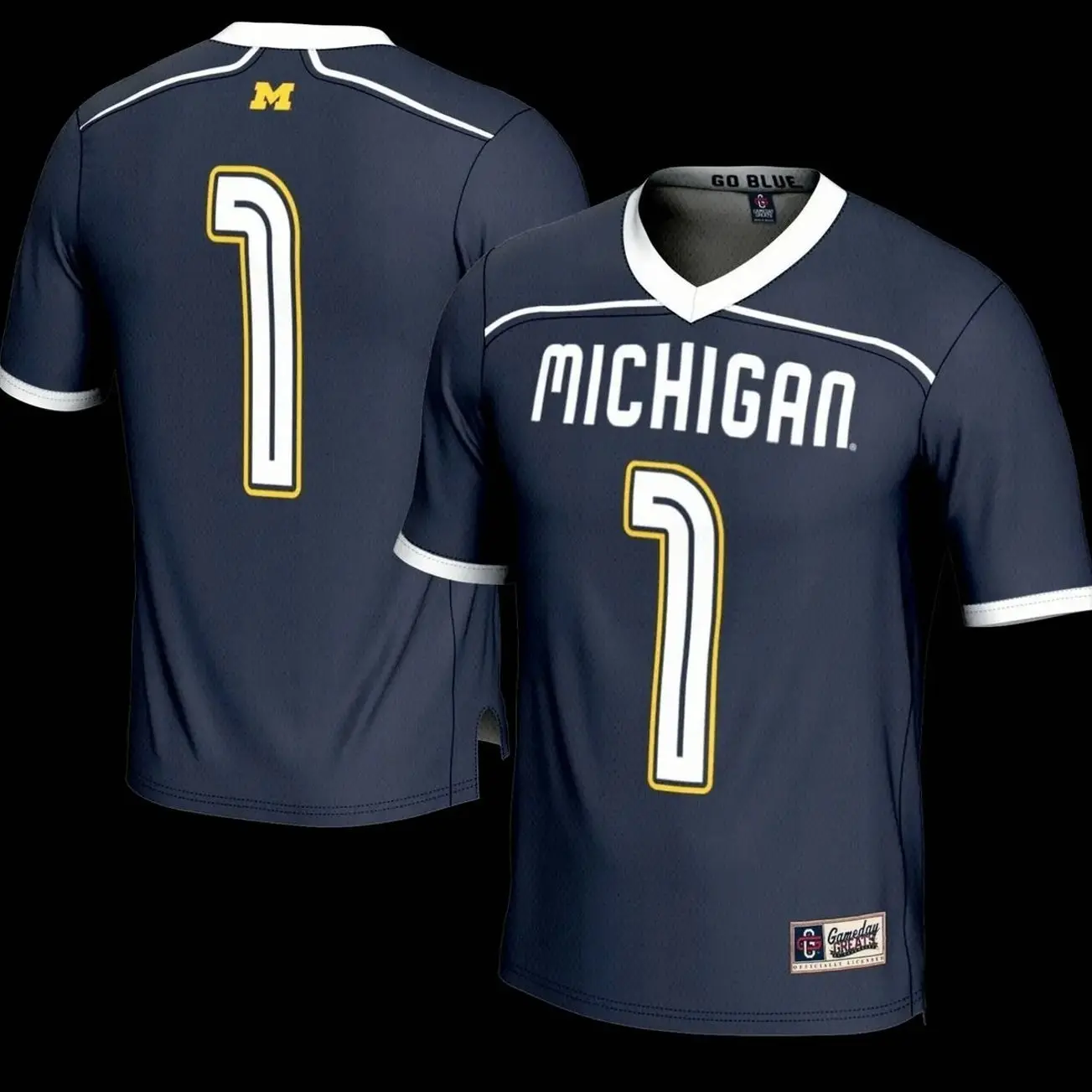 #1 Michigan Wolverines GameDay Greats Lightweight Lacrosse Fashion Jersey - Navy Men Football Jesey