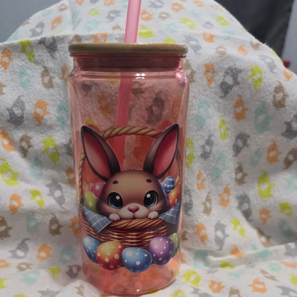 Adorable Bunny Design Tumbler with Straw - Perfect for Kids & Adults - Cute Easter Themed Drinkware - Ideal for On-the-Go Use