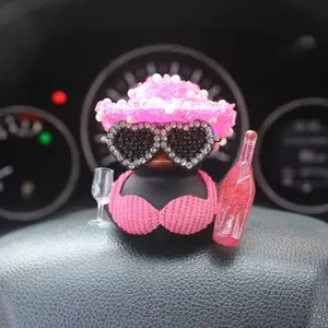 Duck Shiny Hat Champagne Bottle Design Car Decor, Car Ornament, Car Interior Decoration, Car Interior Ornaments, Car Desktop Decor, Motorcycle Bicycle Decor, Must-Have Car Accessories