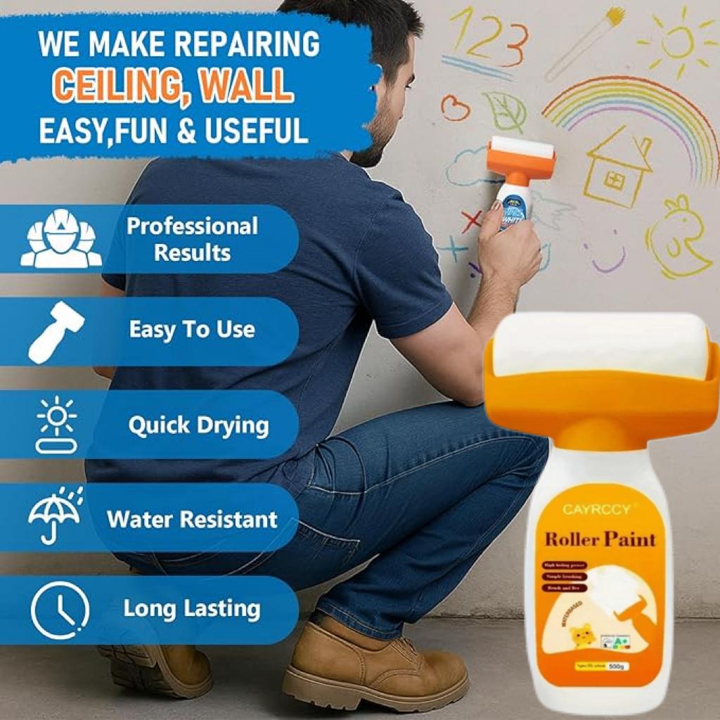 Multi-Purpose Roller Paint Latex Coating | Wall Furniture Renovation | High Coverage Odorless | DIY Easy Application | US Stock
