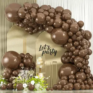 Dark Brown Balloons, 114 count Coffee Brown Latex Balloon Garland Arch Kit, 18 12 10 5 Inch Different Sizes Pack for BOHO Birthday Halloween  Shower Party Decorations