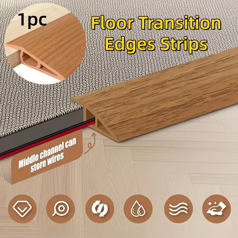 Self-Adhesive Transition Profile For Height Adjustment Of 10-13 Mm, Floor Transition Edges Strips - Carpet Edges Strips For Smooth Floor Transitions, Decorative Speed Edges Guide For Wood Floor Carpet, Wood Grain Pattern, Flooring