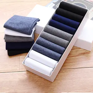10Pairs/Box Men's Business Breathable Deodorizing Mercerized Socks Mid-Calf Dress Socks