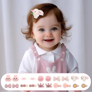 5PCS Cute Baby Girl Hair Clips Set Easter Bunny Bowknot Hair Clips Rabbit Bow Bobby Pins for Infants & Toddlers