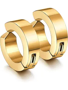 Stainless Steel Mens Womens Clip On Earrings Hoop Huggie Non-Piercing Hypoallergenic