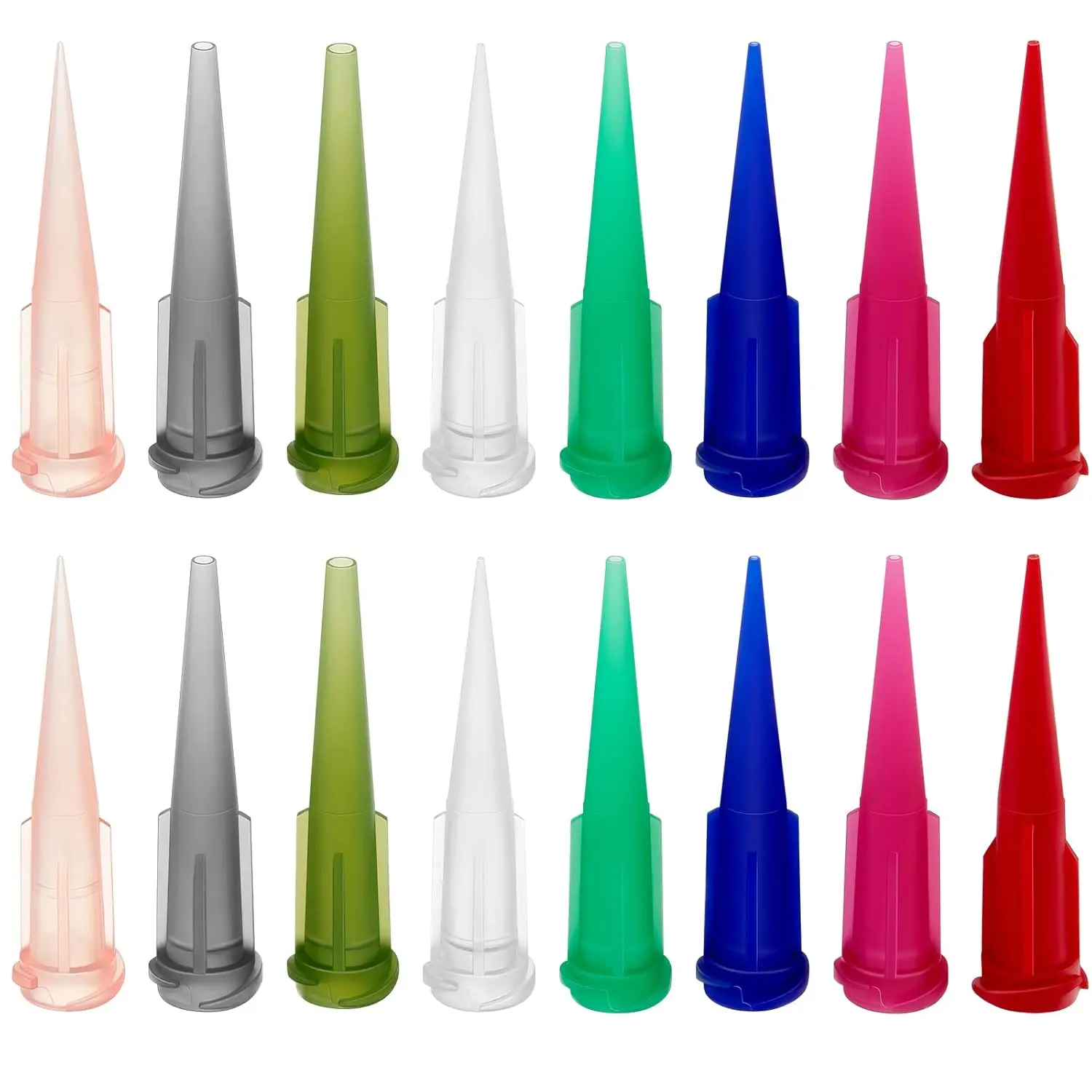 160 Pieces 8 Sizes Tapered Pinhead Blunt Tips, Adhesive Dispensing Plastic Glue Tips, Multipurpose Applicator Nozzles for Industrial Oil, Glue and Liquid Dispensing, Classic Color