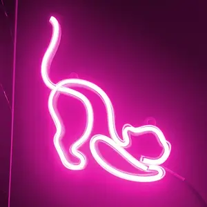 Stretching Kitty LED Neon Sign - Single Color, Dimmable with Remote Control
