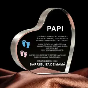 1pc Spain Future Expectation Dad Papi Acrylic Wall Plate Gift, Spanish, Pregnancy Announcement for Husband Boyfriend, New Dad, Pregnancy Reveal, Paper Heavy Object Souvenir, Heart Plaque, Acrylic Plaque Sign