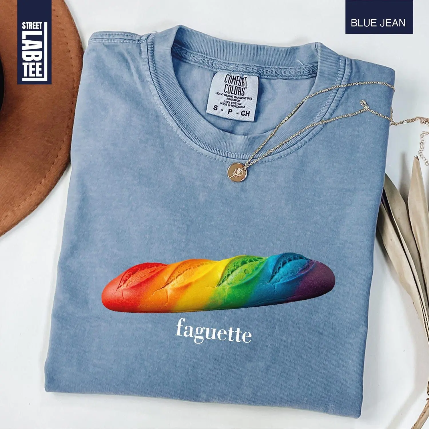 Comfort Colors Faguette LGBT T-Shirt, LGBT Baguette Shirt, Pride Tee, French G*y Lesb*an Joke, Gift for Gay Friend, Pride Celebration Shirt, Unisex Womenswear Menswear Graphic Tops GKT