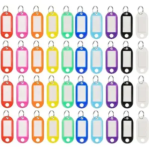 400 count Plastic Key Labels Tags, 10 Colors Key Ring Tags with Split Key Ring, Blank Name Tag, Clear Label Window Protective Films, Key ID Tags for Luggage.