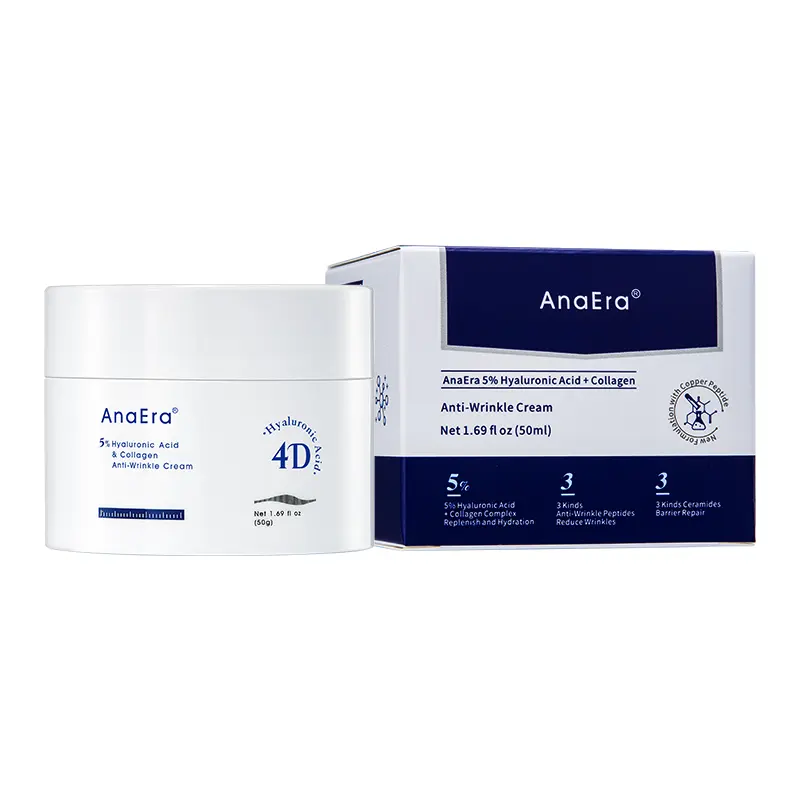 AnaEra 5% Hyaluronic Acid + Collagen Anti-Wrinkle Cream | 1% GHK-Cu Copper Peptide, Dual Peptides & 3 Ceramides | Deep Hydration, Firming, Fine Line & Wrinkle Care, Barrier Repair Daily Face Moisturizer, 1.69 fl oz / 50 ml