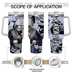 [Naruto Shippuden] Kakashi Hatake The Copy Ninja Cup 20oz & 40oz Tumbler With Handle – Anime Gaming Style Stainless Steel Cup, Insulated Iced Coffee Travel Mug, Gift For Otaku & Anime Fans