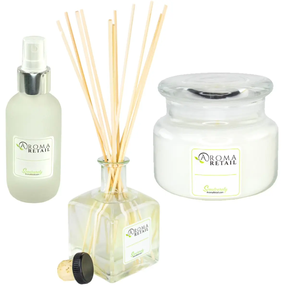 Aroma Retail Home Fragrance Mix & Match Gift Box - Zen Temple - Herbal & Woodsy Scent - 10oz Soy Glass Candle + 7oz Reed Diffuser + 4oz Room Spray - Air Freshener
