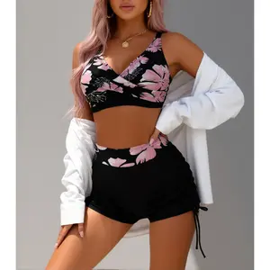 Two Piece Bathing Suit with Shorts for Women Push Up Bikini Swimsuit Set with Boy Short,Vacation swimwear for women,  Comfortable swimsuit outdoorfun