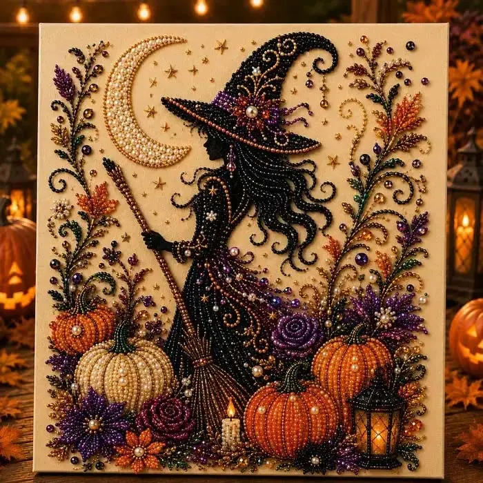 Halloween Ghost Pearl Art DIY Kit,, Spooky Cute 3D Diamond Painting Crafts, DIY Fall Home Decor Wall Art, Beginner DIY Seasonal Party Gift,Halloween pearl art kit