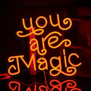 You Are Magic Neon Sign | Orange Cute Letters LED Light Up Sign for Wall Decor, USB Powered, Dimmable, Acrylic Material, Wall Hanging, Multipurpose Use for Bedroom
