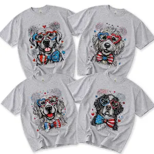 Custom Puppy Love Dog Sweatshirt Showcasing 50 Dog Breeds In 4th Of July Graphic, Cute Puppy Independence Day Shirt For Dog Lovers Shirts
