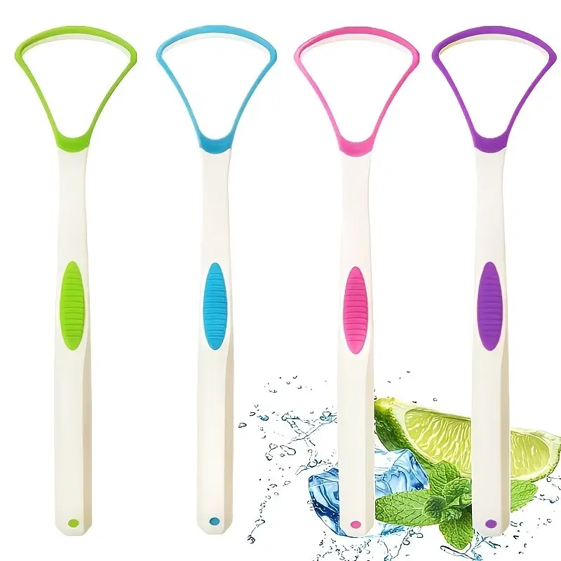 4pcs portable tongue coating scraper, ideal for adults, Oral care, Oral care tools, made of silicone, gentle and non-damaging, helping to remove bad breath, odorless, fast and convenient, reusable, suitable for home and outdoor use