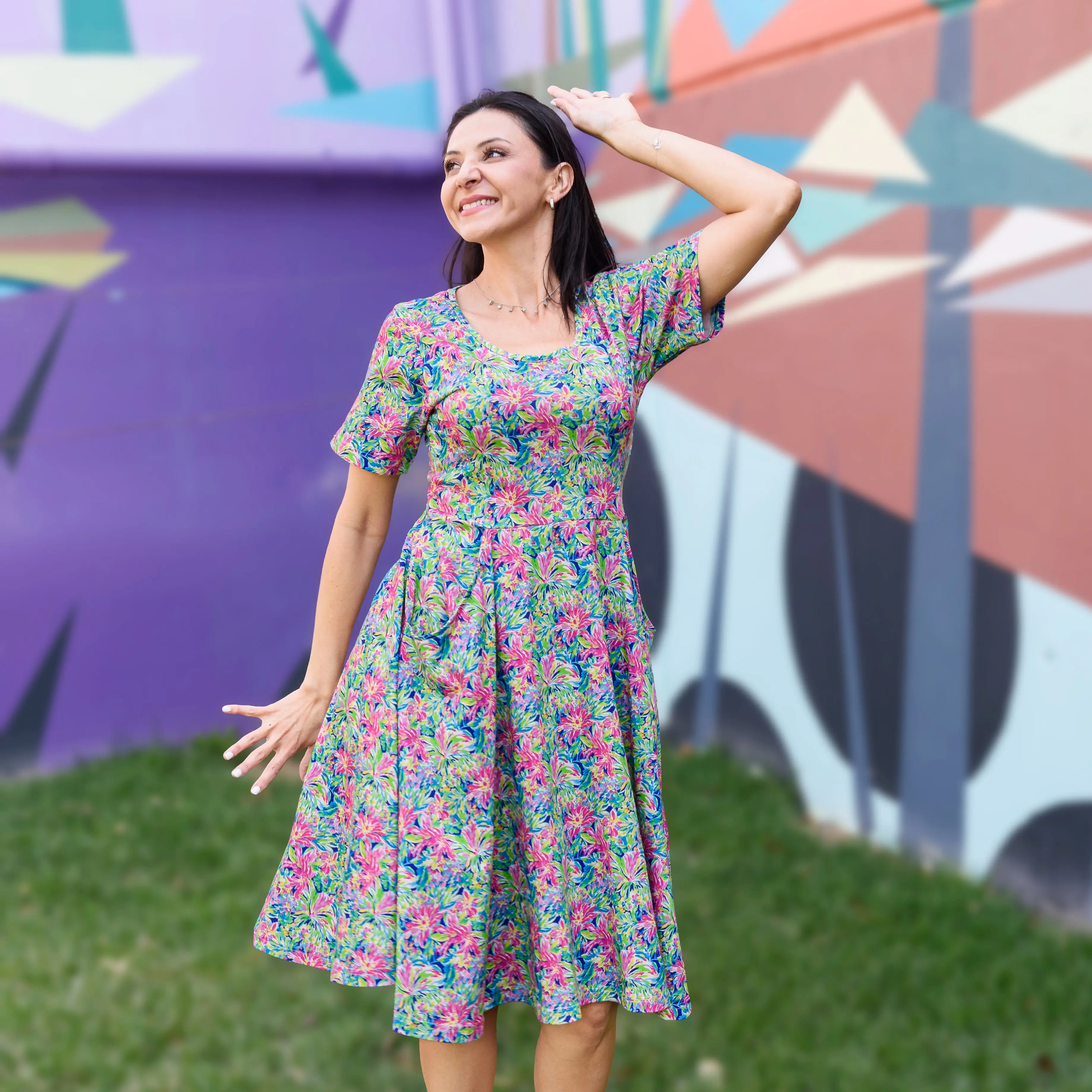Flora Fiesta Twirl Dress with Pockets