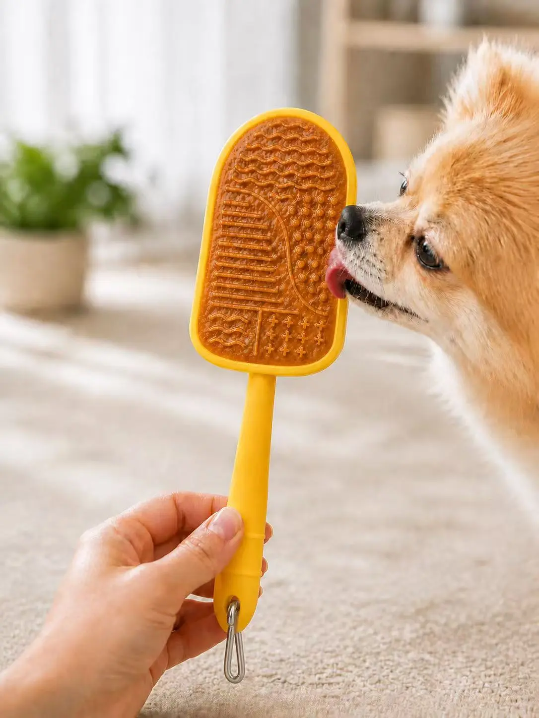 Dog Lick Mat with Handle for Puppies, Kittens, Dogs & Cats, Double-Sided Silicone Slow Feeder Lick Pad, Popsicle-Shaped Pet Enrichment Toy for Peanut Butter, Yogurt & Wet Food, Bath Grooming & Nail Trim Distraction