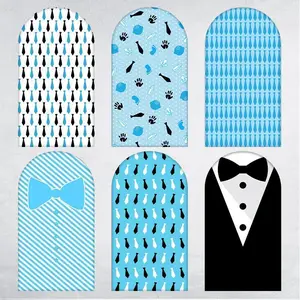 15-day Delivery Blue Stripe Bow Tie Arch Backdrop Cover for Gentleman Baby Shower