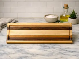 Walnut, Cherry & Maple Cutting Board – 14.5"x6"x 1.3" Juice Groove