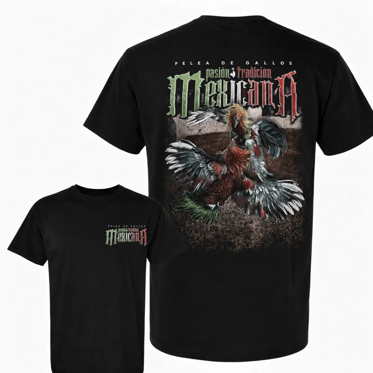 Mexican Rooster Fighting Shirt, Pelea De Gallos Tee, Mexican Tradition T-Shirt, Gallero Graphic Shirt, Mexico Pride Back Print Tee, Rooster Lover Gift