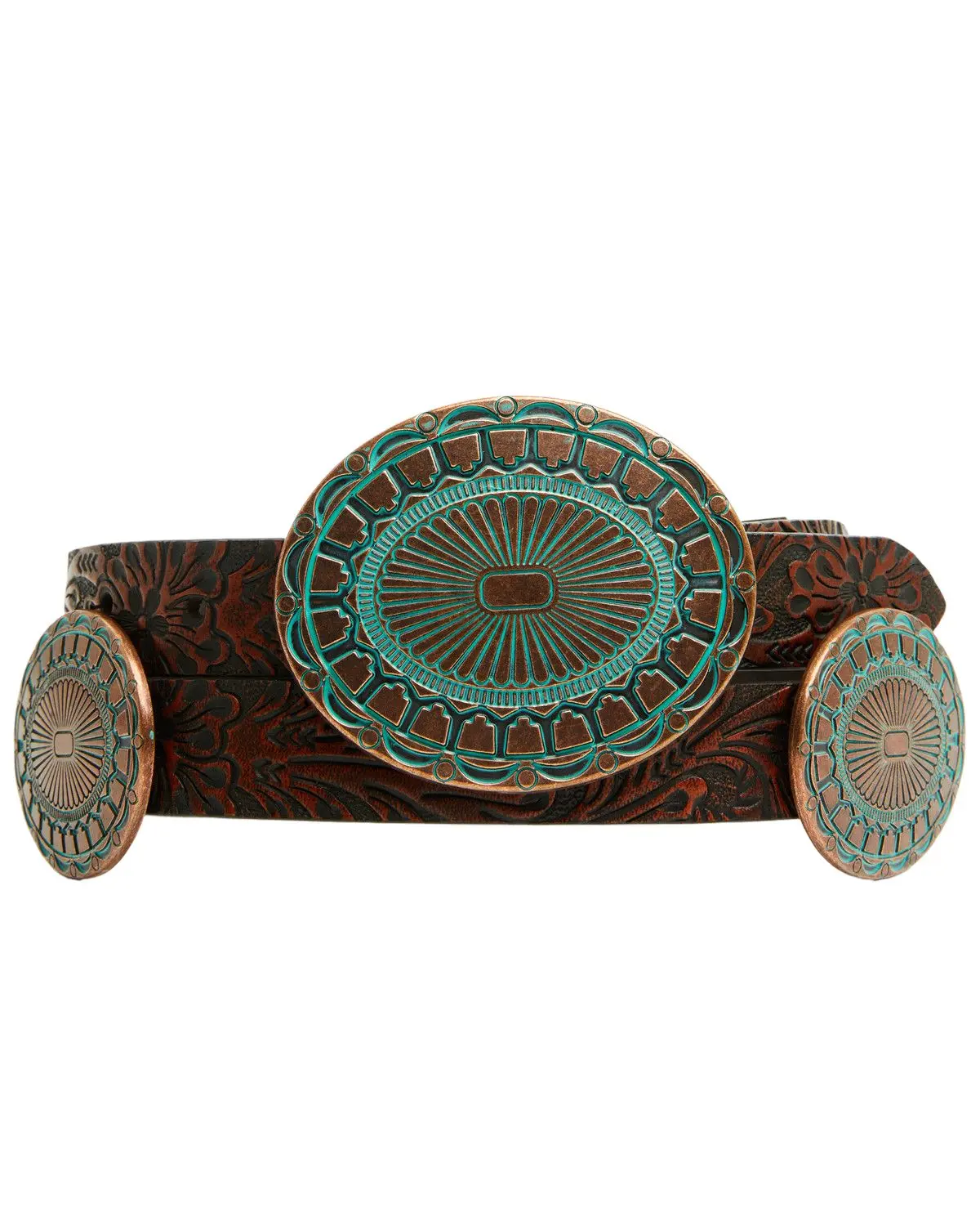 Shyanne Women's Women'S Prairie Tooled Leather Concho Belt - Safa25bt7-Bn