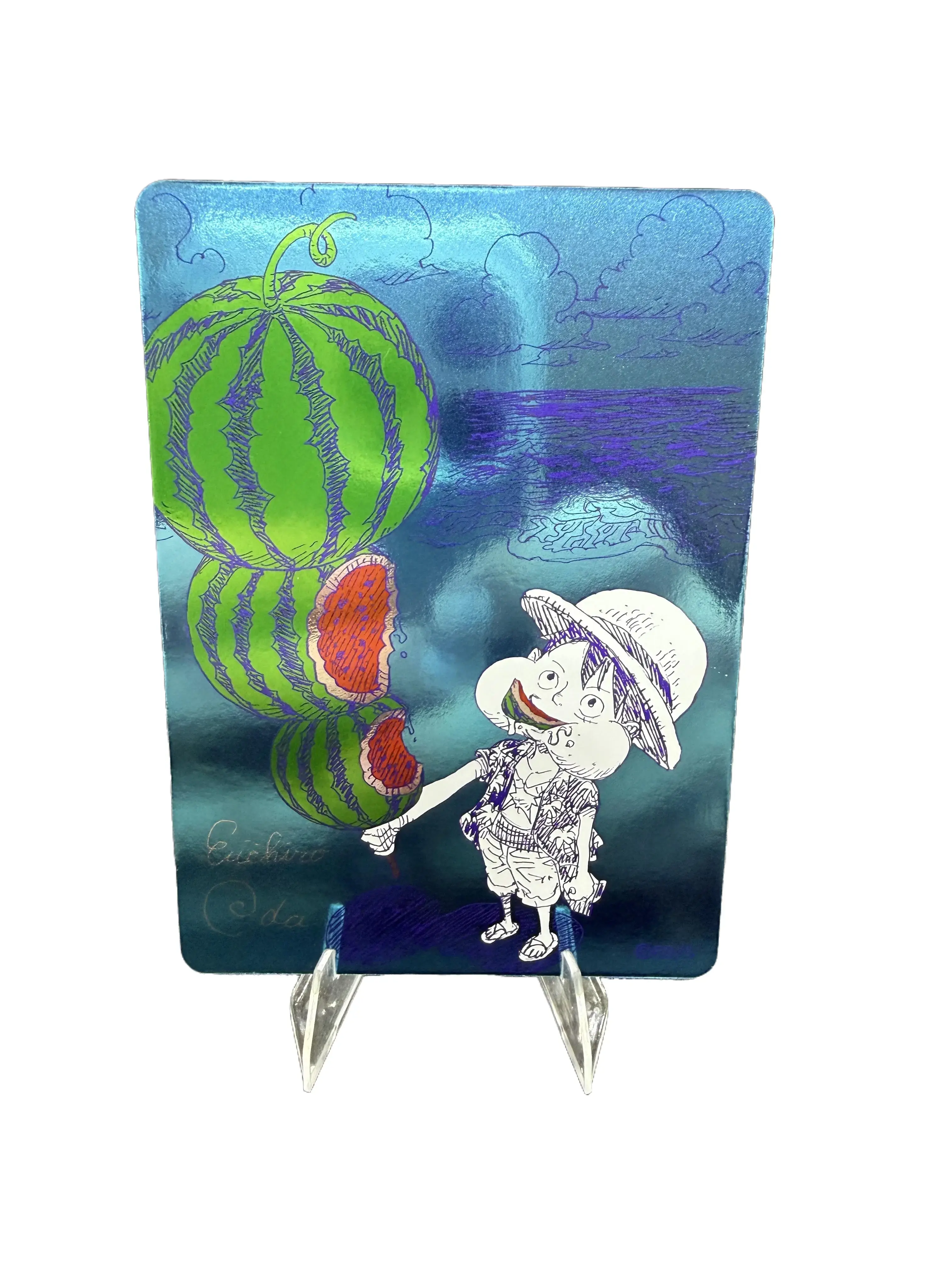 One Piece NatsuComi 2026 Metakira Card: Eiichiro Oda Watermelon Luffy Promo Card