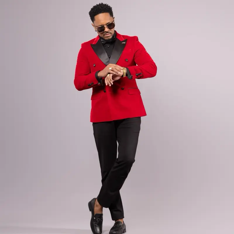 Double breast velvet blazer