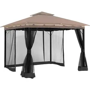 10' x 12' Gazebo Netting,Black Net Screen 4-Panel Sidewall, with Zippers,Netting(Only)