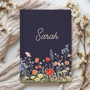 Personalized Wildflower Journal, Custom Name Hardcover Floral Gratitude Notebook for Women, Customizable Lined Journal, Bridesmaid Proposal Gift, Mother's Day Gift for Mom