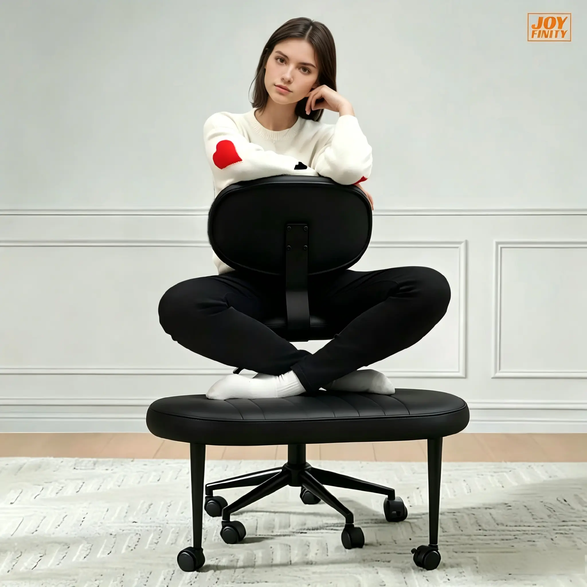 Joyfinity Home Ergonomic Meditation Chair, Cross-Legged Office Chair with Wheels, 360° Swivel, Adjustable Height, Lumbar Support, ADHD Chair for Home Office