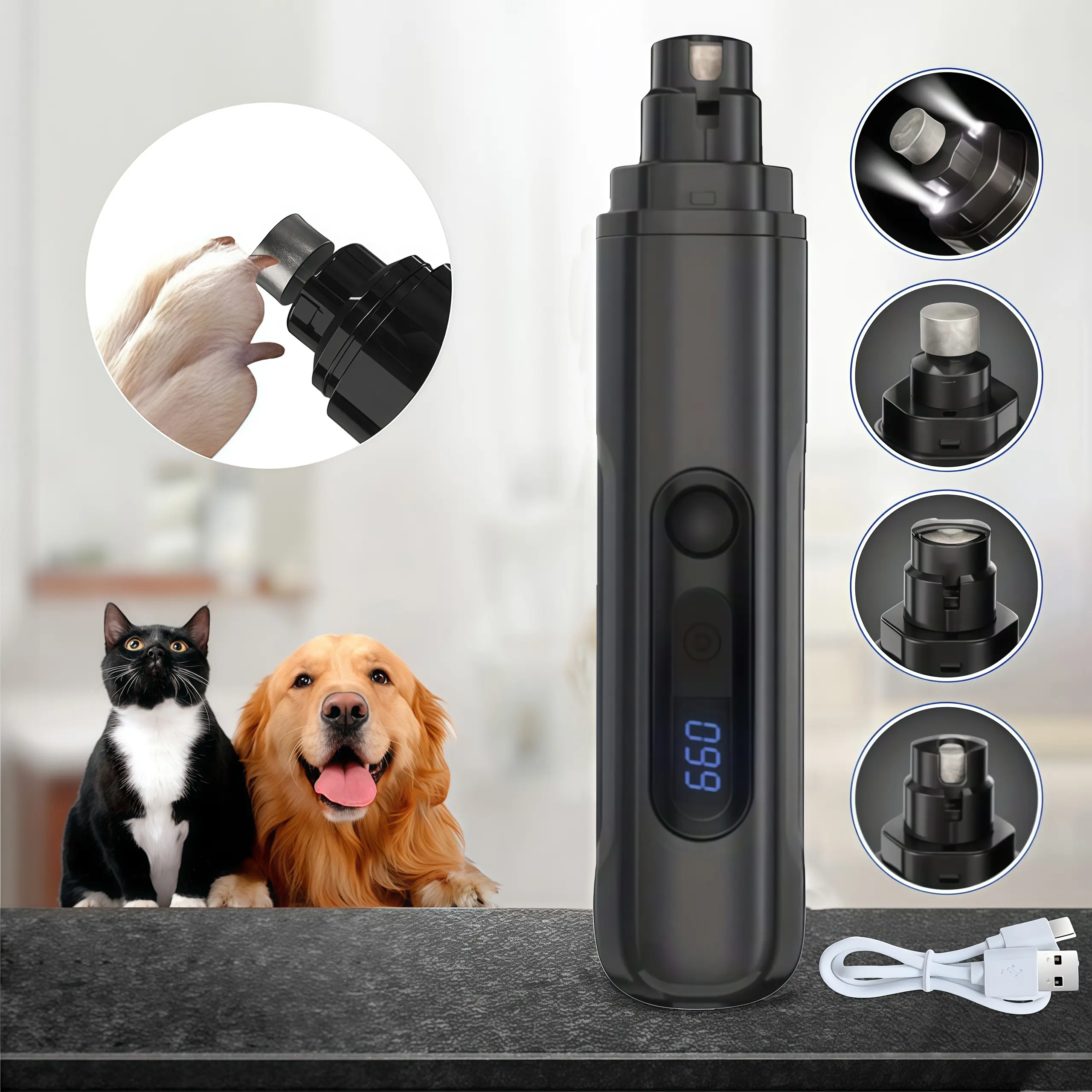 Light luxury high quality electric pet armor grinder specially designed for pets easy to trim pet claws Low noise suitable for dogs cats  other pets