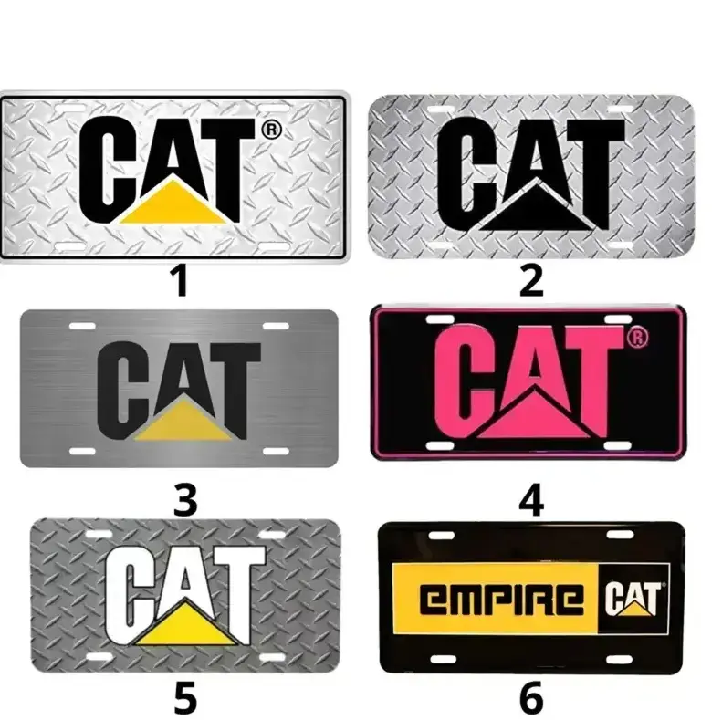 [Construction Equipment Style] CAT Caterpillar License Plate, 6x12 Aluminum Diamond Vanity Tag for Cars Trucks, Heavy Equipment Vehicle Decor, Construction Worker Front Plate, Gift for Operators.
