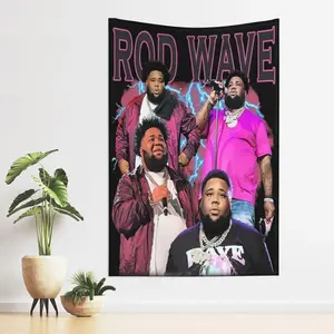 Rod Music Wave Art Prints Poster Wall Decor Tapestry, for Clubs Bars University Dormitories Living Rooms Bedrooms Gift Home Hanging Decorate Tapestries