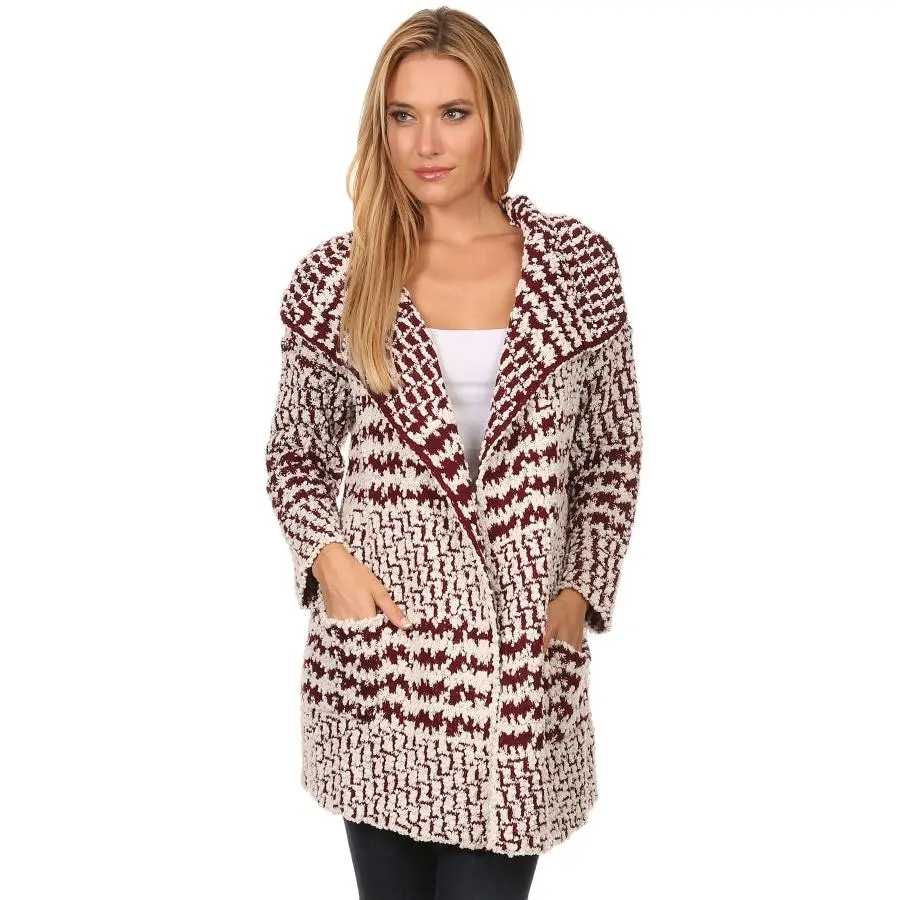 Women's Fuzzy Popcorn Knit Open Front Cardigan