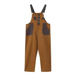 2025 Retro Orange Brown Unisex Overalls Wear Pair Of Loose Straight Overalls On Both Sides Mens Versatile And Fashionable Pants Womenswear