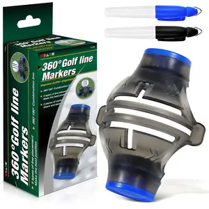 New 360-Degree Rotating Golf Ball Marker with Alignment Lines, Includes 2 Pens for Precise Putting Aim, Professional Golf Aiming Aid Training Tool.