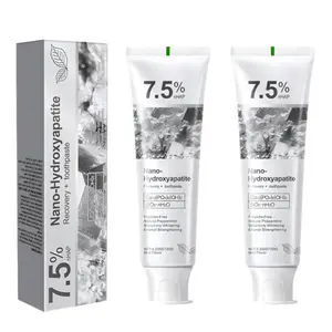 2PCS 7.5% Hydroxyapatite Toothpaste supports enamel restoration, improves sensitivity over time, and whitens teeth with a refreshing mint flavor.