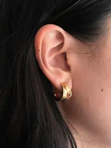 Coarse organic gold earrings, abstract and lightweight earrings, irregular thick earrings, 14K gold-plated, fused gold earrings, sculptural earrings, suitable for daily wear